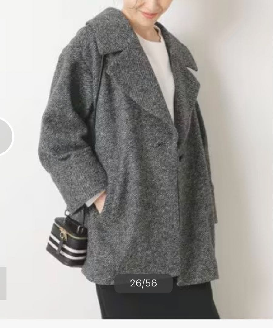 Spick & Span Wスライバーヘリンボーンミドルコート