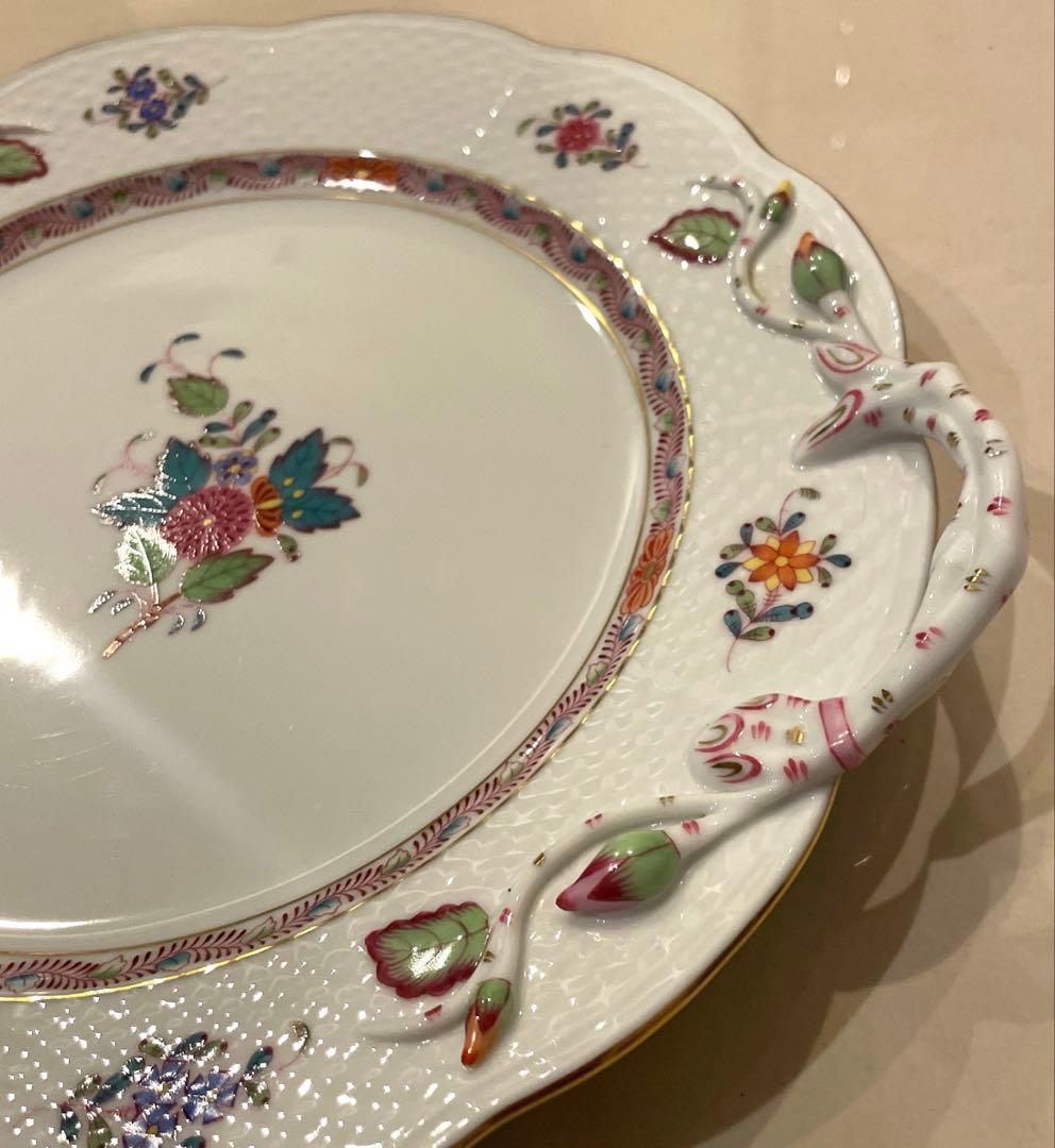 ヘレンド[アポニー・フラワー] 両ハンドル付きプレート/ケーキプレート