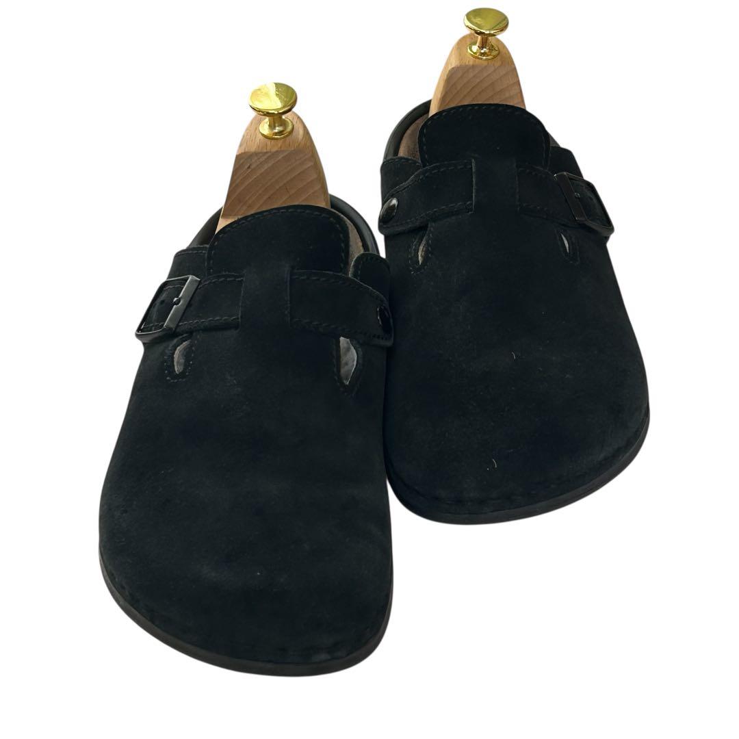 美品 ビルケンシュトックフットプリンツ スエードクロッグ ブラック 28cm