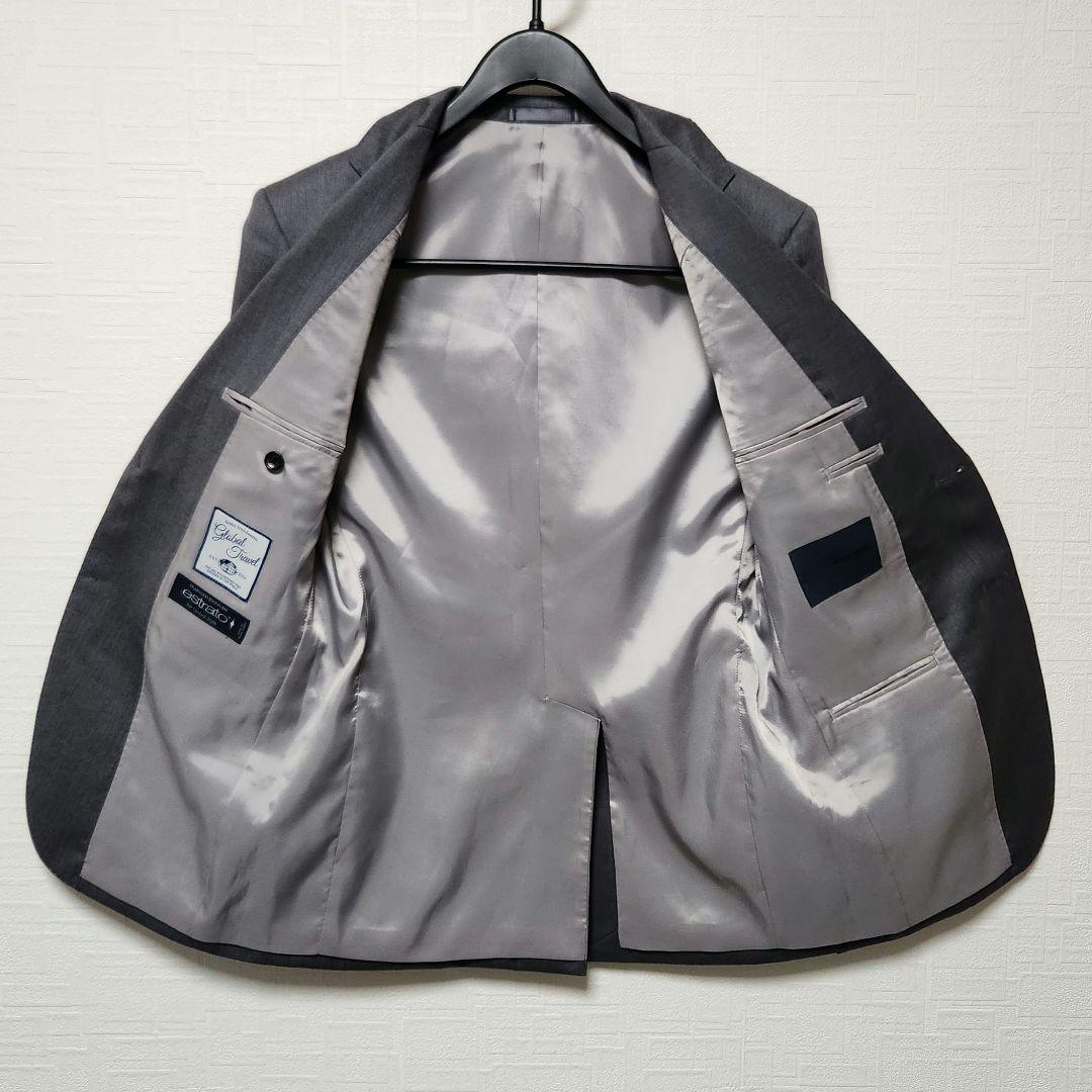 グローバルスタイル　メンズ　スーツ　スリーピース　エストラート生地　グレー　無地