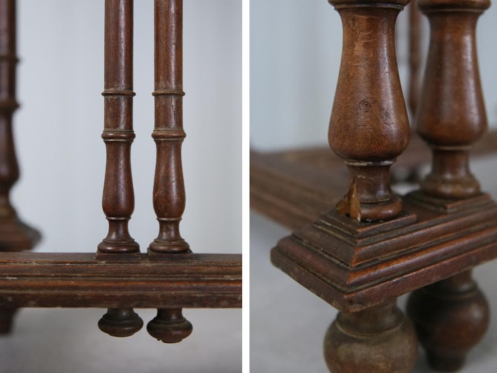 フランスアンティーク古木ダイニングテーブル/木製机/作業台/デスク(90-165