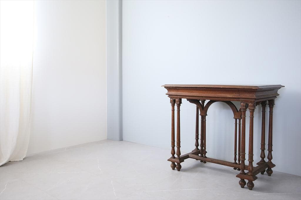 フランスアンティーク古木ダイニングテーブル/木製机/作業台/デスク(90-165