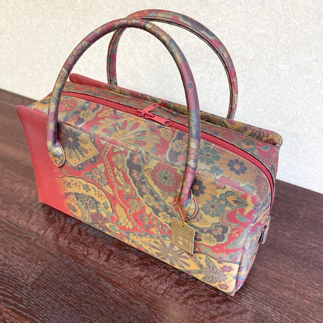 専用【お値打ち品！】正絹帯地 利休バッグ 正倉院文様 新品 未使用品