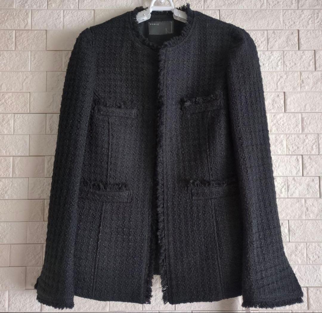 ⭐️新品未使用 美品⭐️NOBLE 黒ツイードジャケット　38（36.38展開）