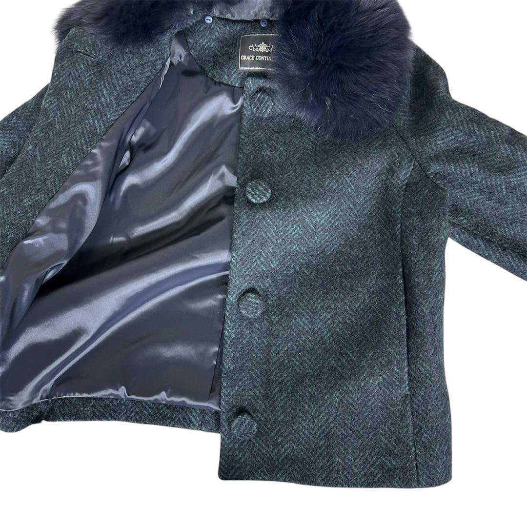 極美品✨《グレースコンチネンタル》 ツイードジャケット モヘア フォックスファー