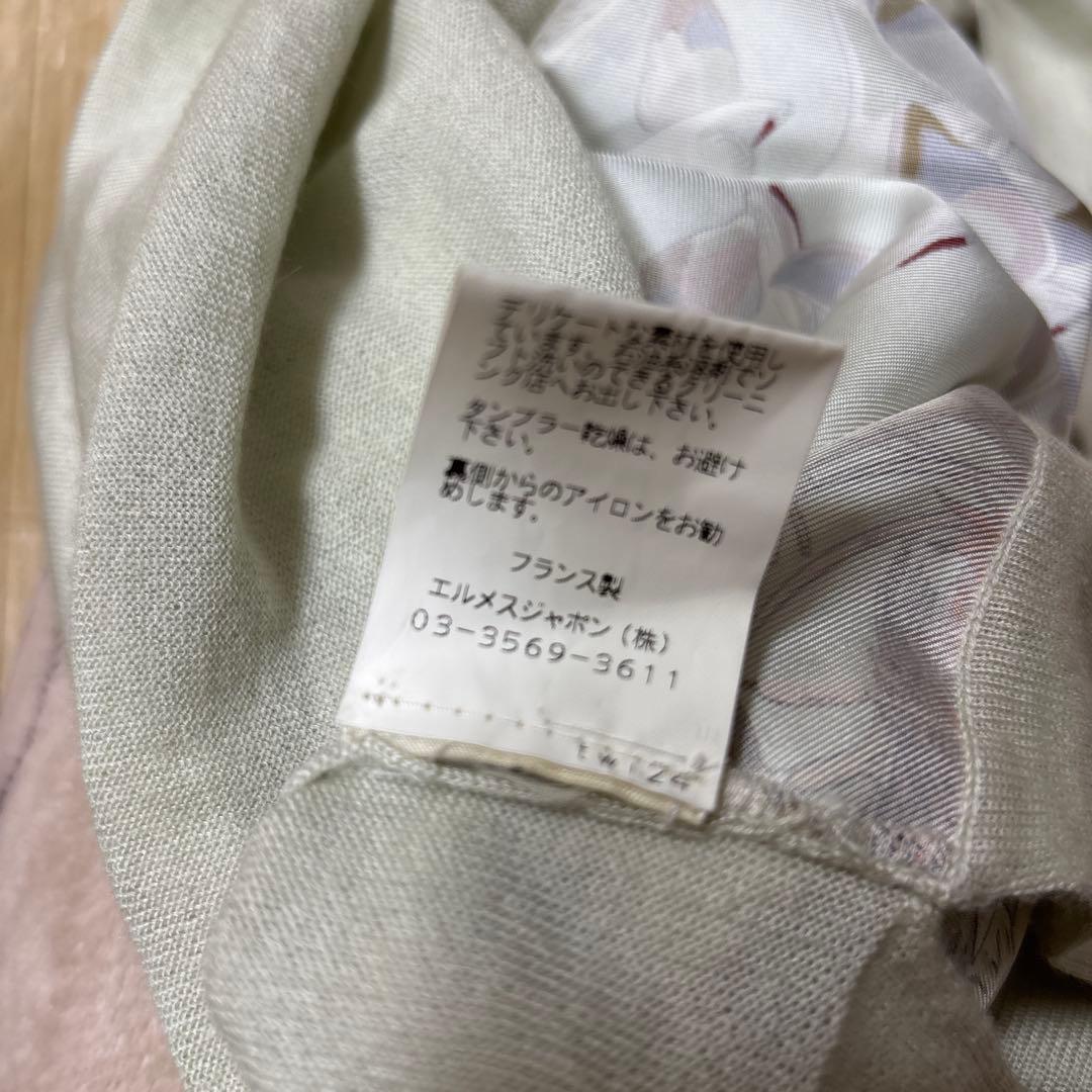 HERMES 鳥プリント ハイネック 七分袖