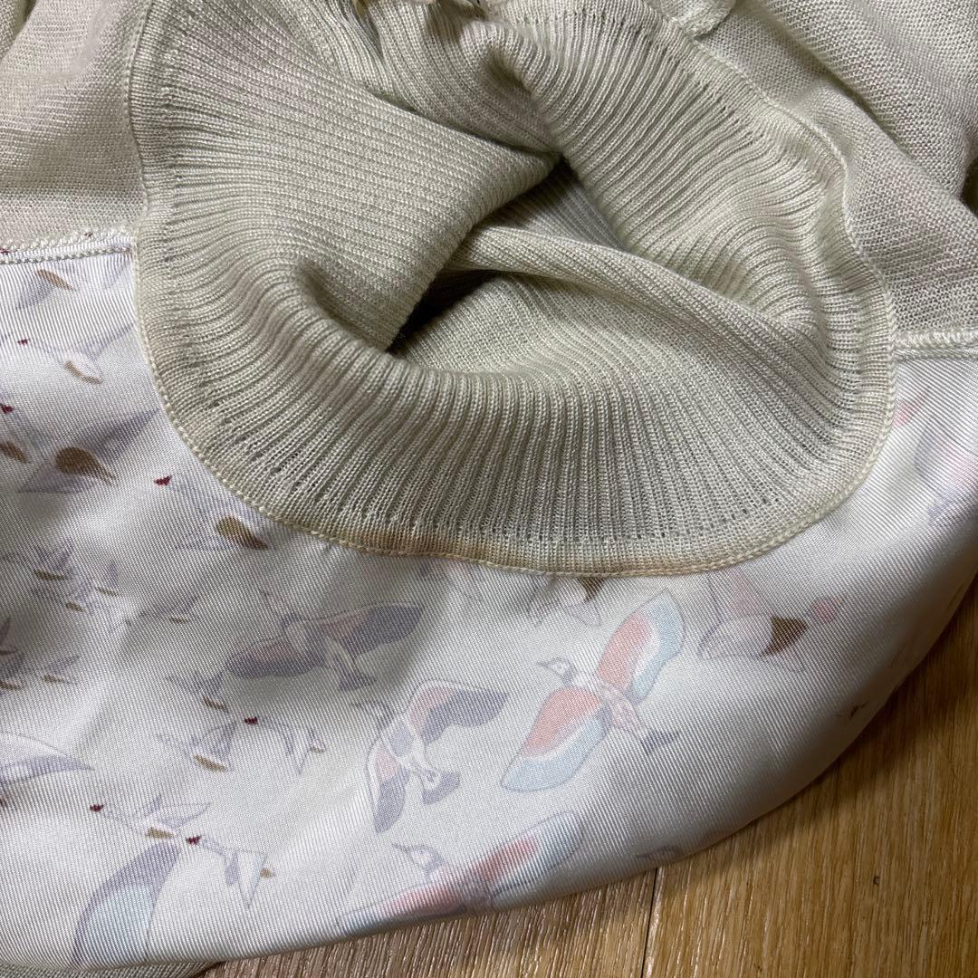 HERMES 鳥プリント ハイネック 七分袖