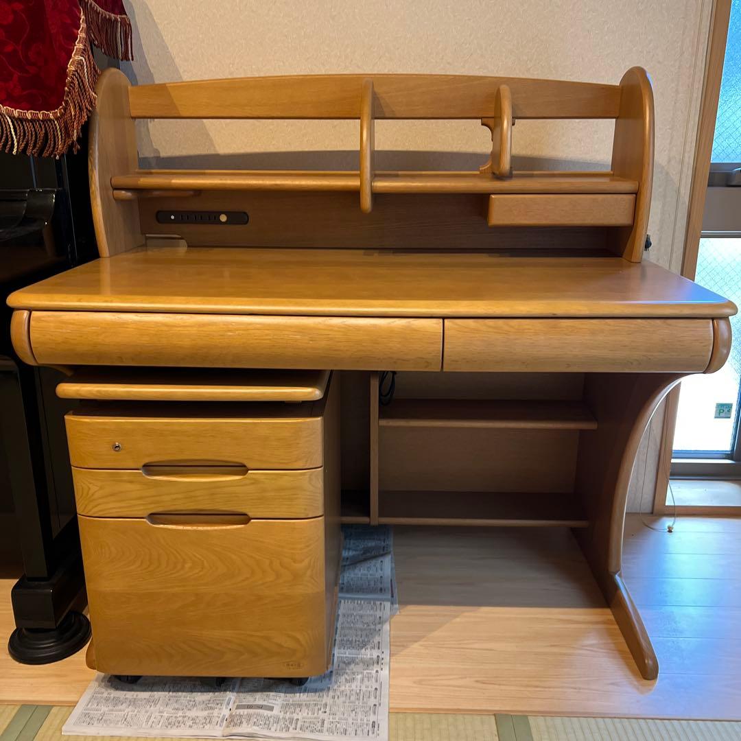 [最終価格]浜本工藝天然木デスクとキャスター引き出し付き