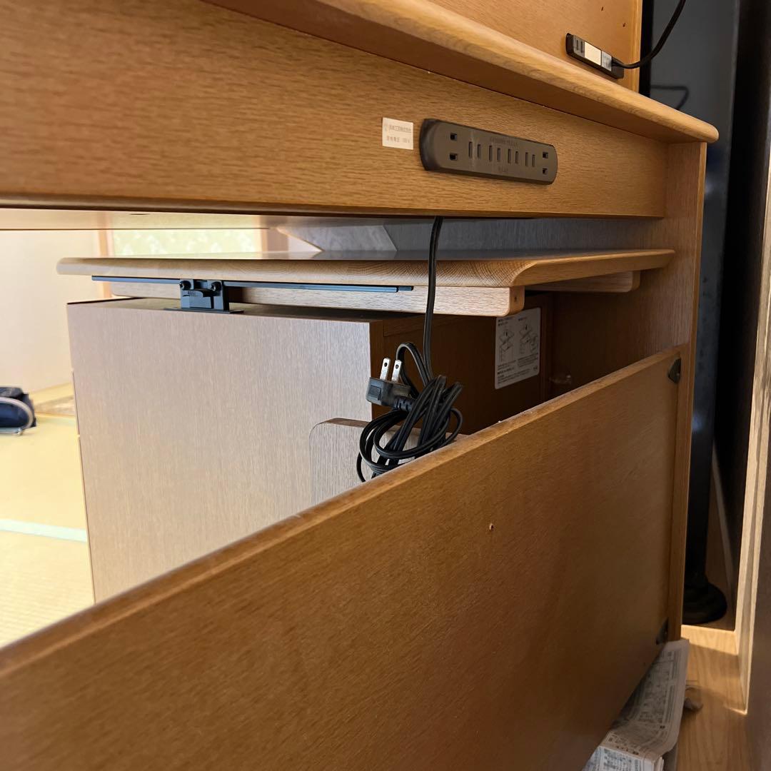 [最終価格]浜本工藝天然木デスクとキャスター引き出し付き