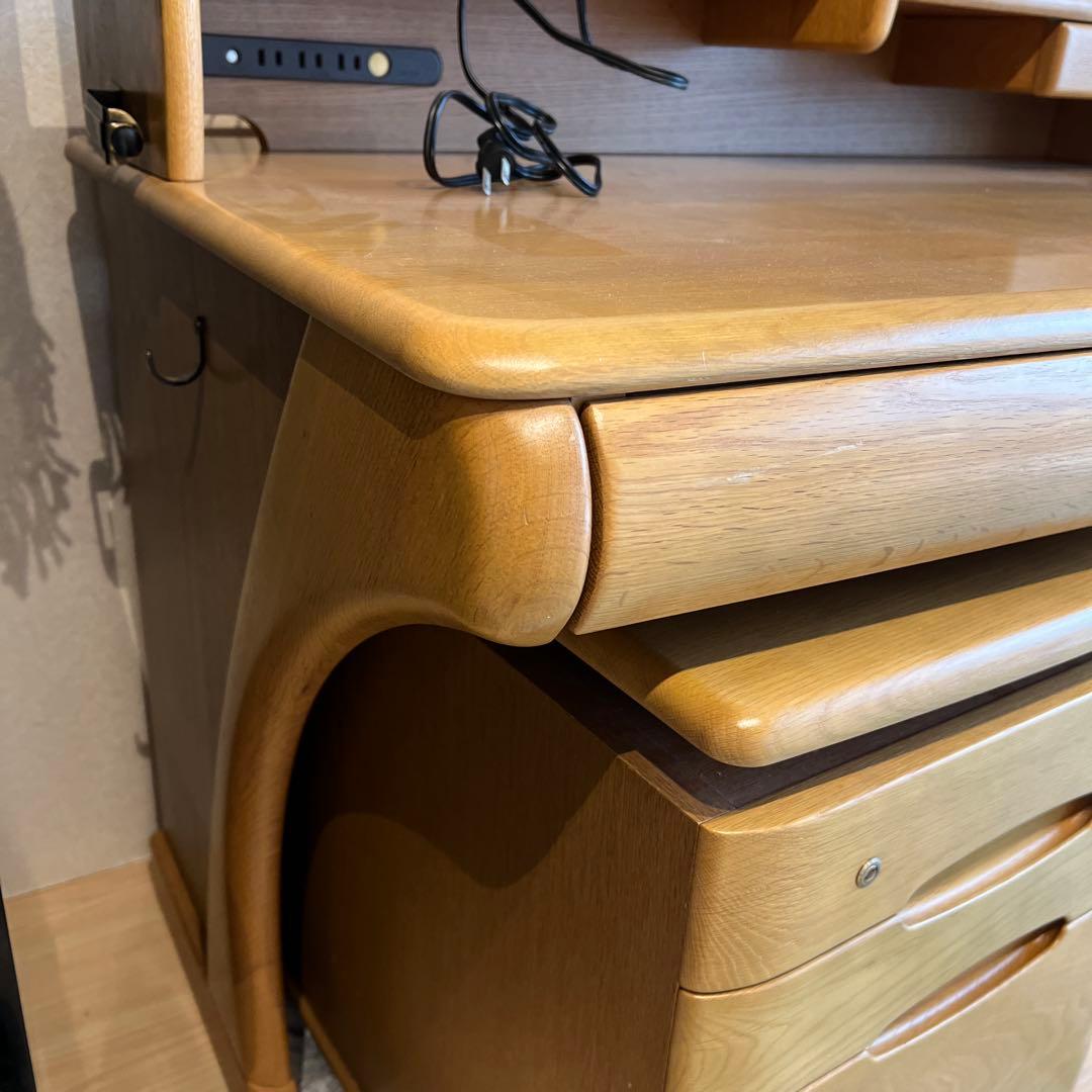 [最終価格]浜本工藝天然木デスクとキャスター引き出し付き