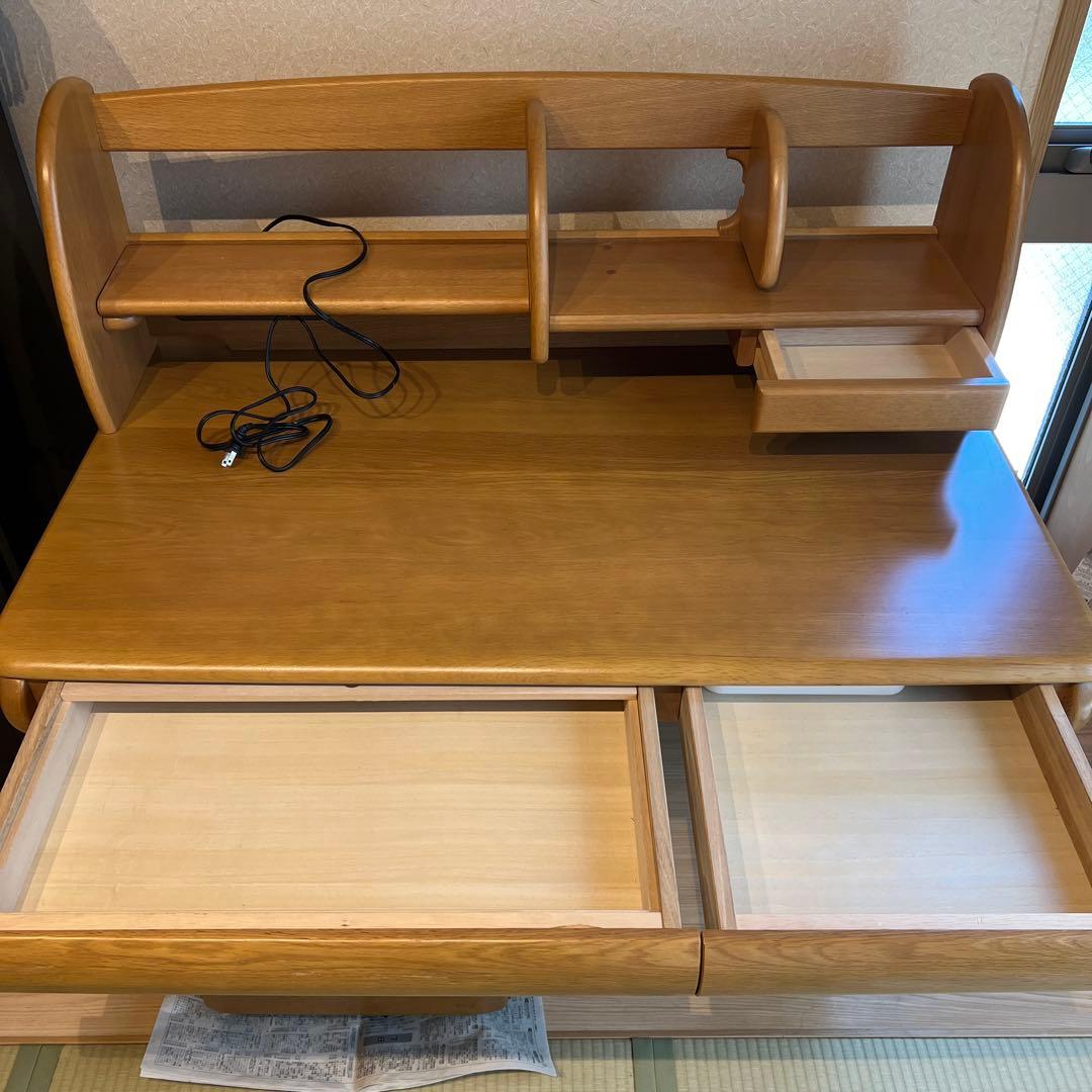 [最終価格]浜本工藝天然木デスクとキャスター引き出し付き