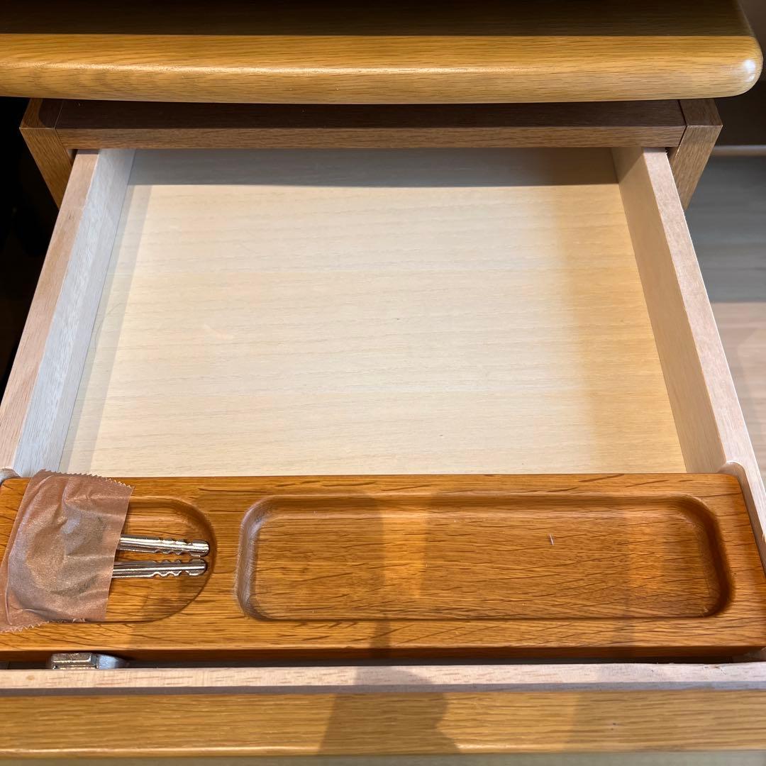 [最終価格]浜本工藝天然木デスクとキャスター引き出し付き