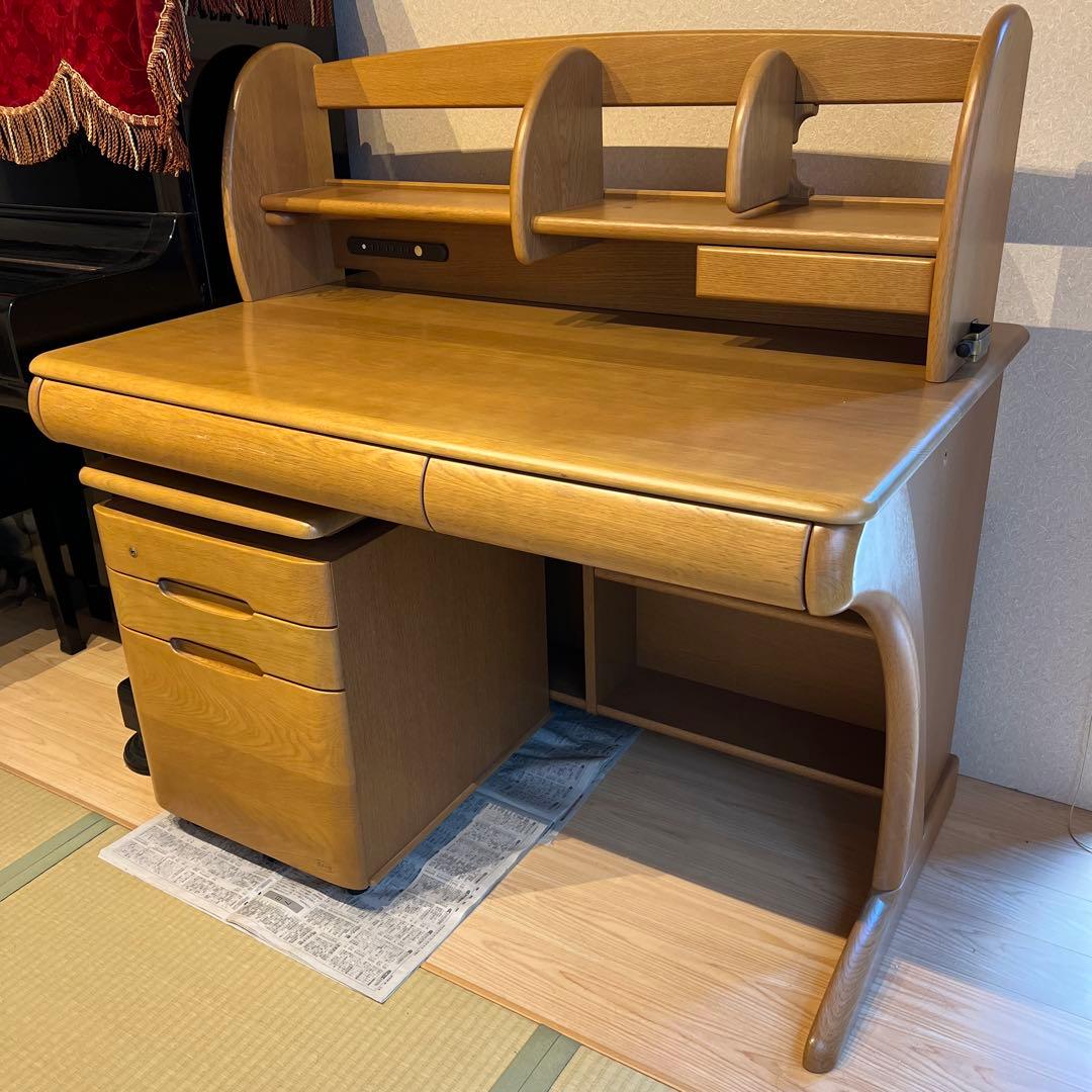 [最終価格]浜本工藝天然木デスクとキャスター引き出し付き