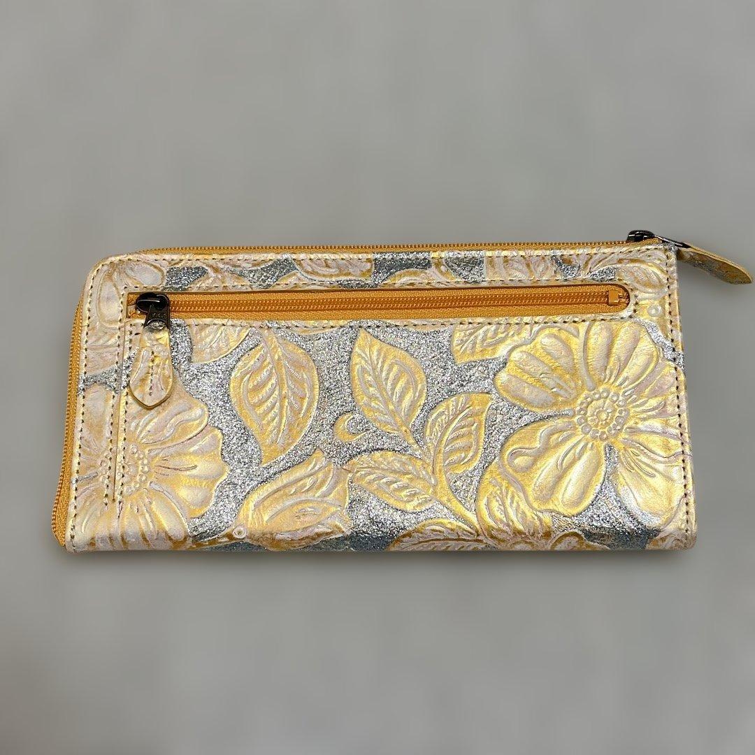 未使用美品 Buona Fortuna ハンドメイド 長財布 ラメフラワー大容量