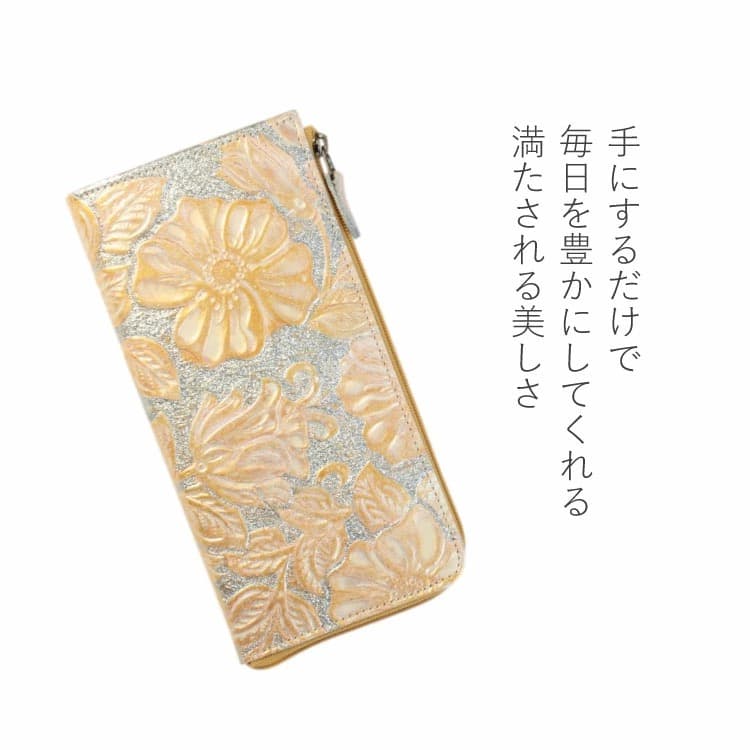 未使用美品 Buona Fortuna ハンドメイド 長財布 ラメフラワー大容量