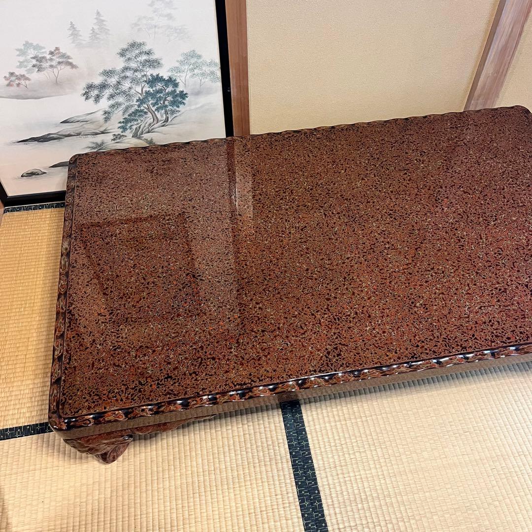 高級座卓　津軽塗　細かな細工　特徴的な脚デザイン