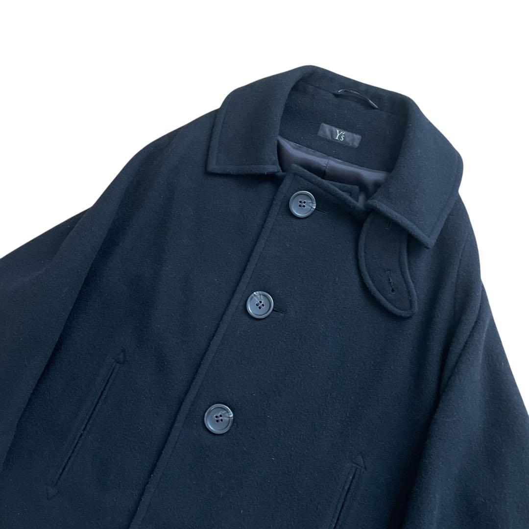 美品 Y's ウール ドルマンスリーブ コート ショート丈 ブラック