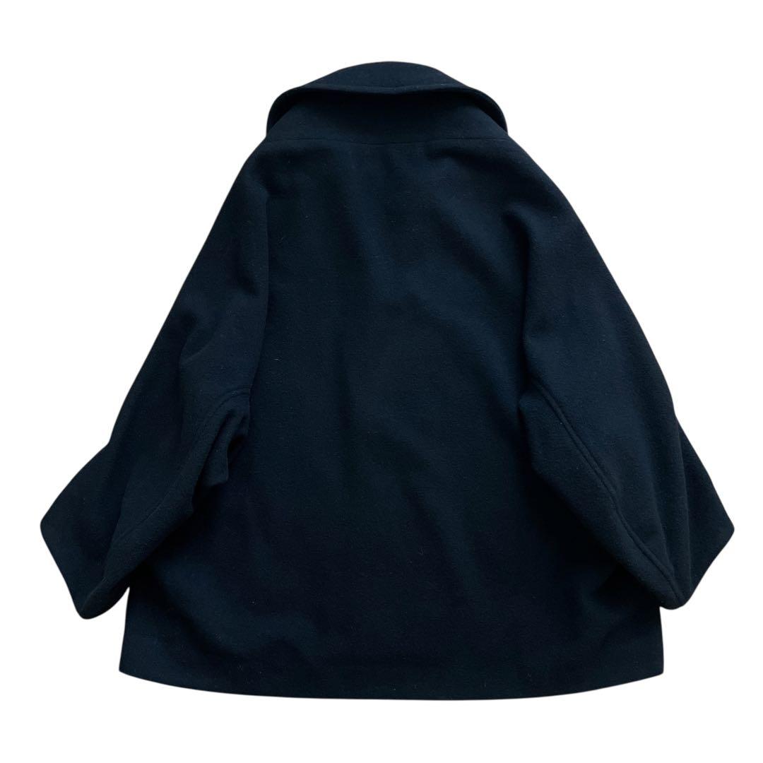 美品 Y's ウール ドルマンスリーブ コート ショート丈 ブラック