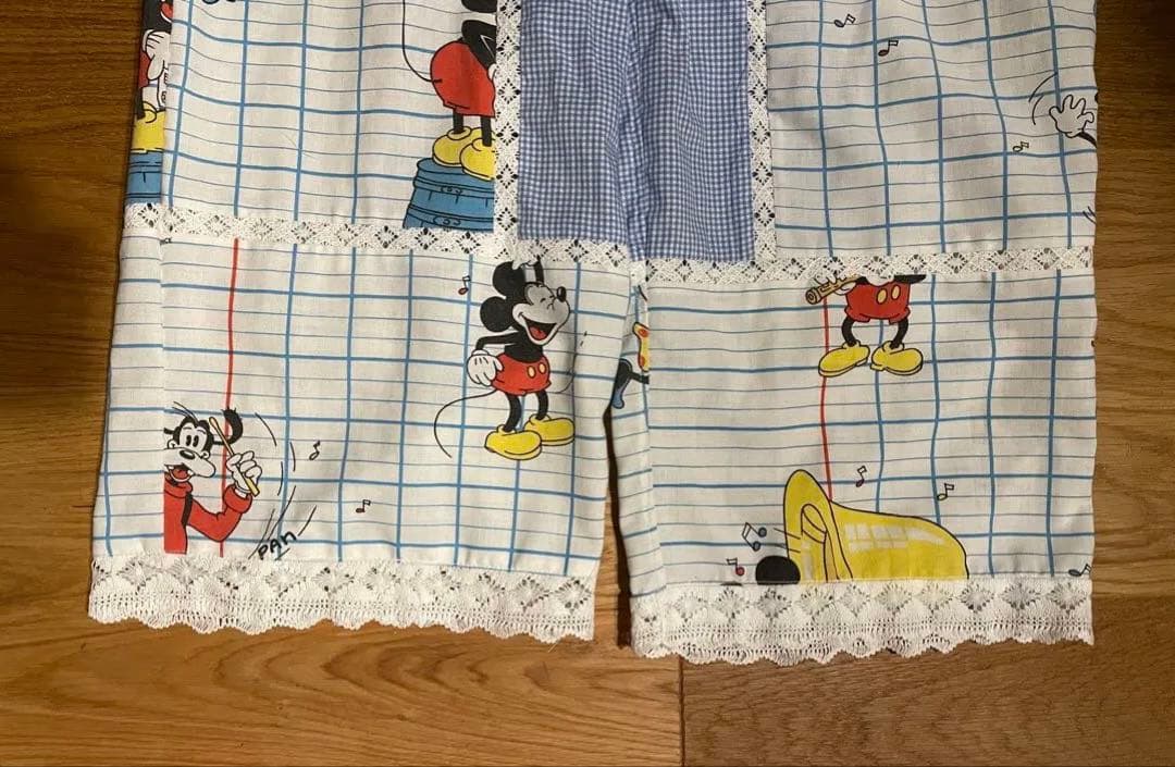 リメイク ディズニー パンツ ヴィンテージ ミッキー パッチワーク レース