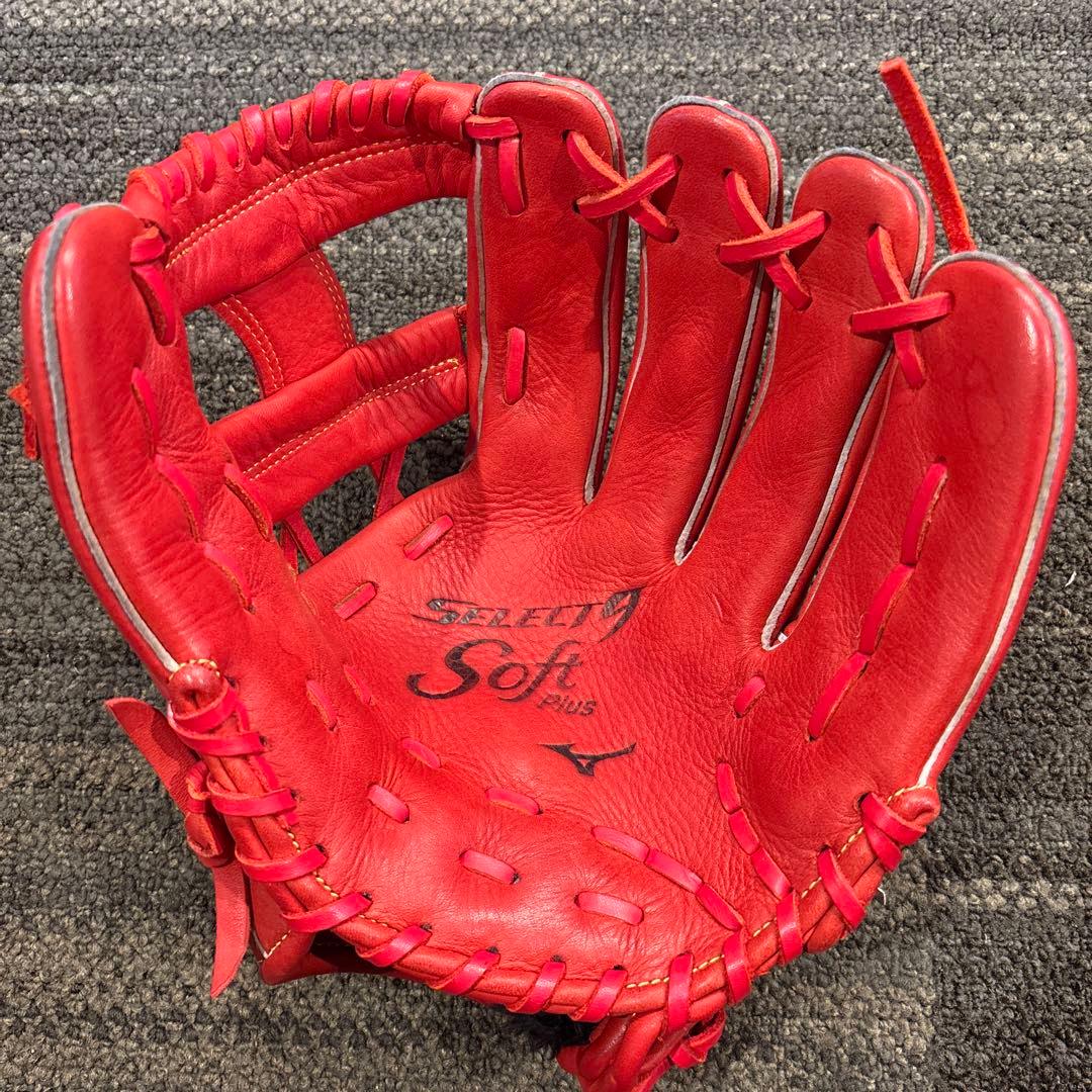 ★即戦力 軟式用グローブ Mizuno セレクト9Soft レッド 美品★