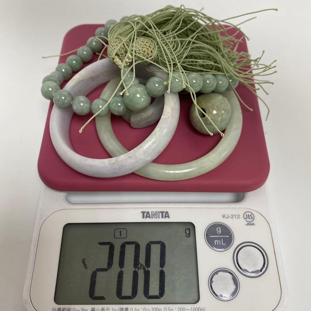 翡翠 バングル・大玉・念珠 200g 東キ7-1229ア㉟