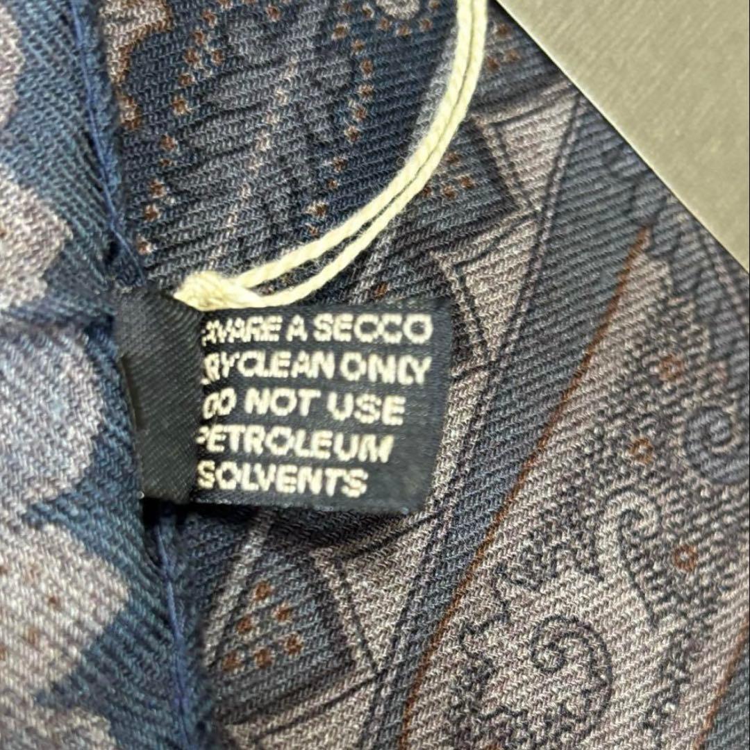 【未使用 ケース付き】ETRO ストール 紺 紫 ウール シルク混 ペイズリー