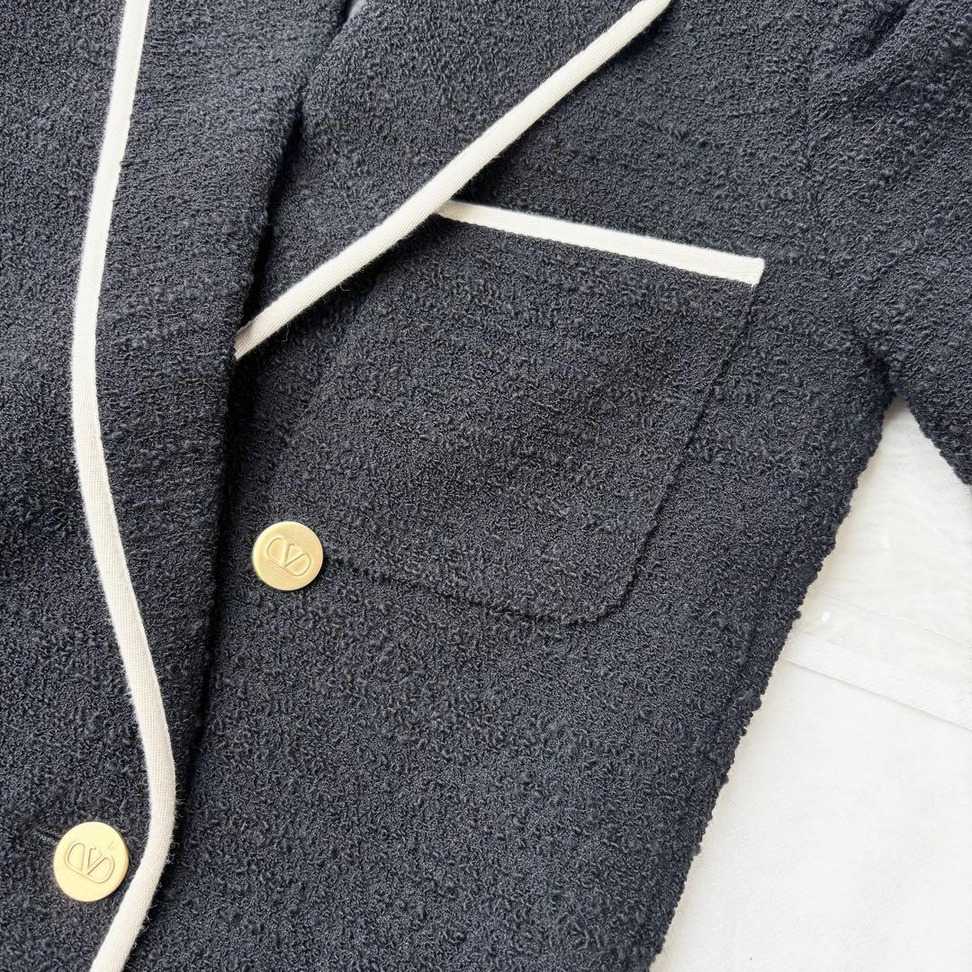 ヴァレンティノ 2022 パイピング ツイードジャケット ダブルボタン 金ボタン