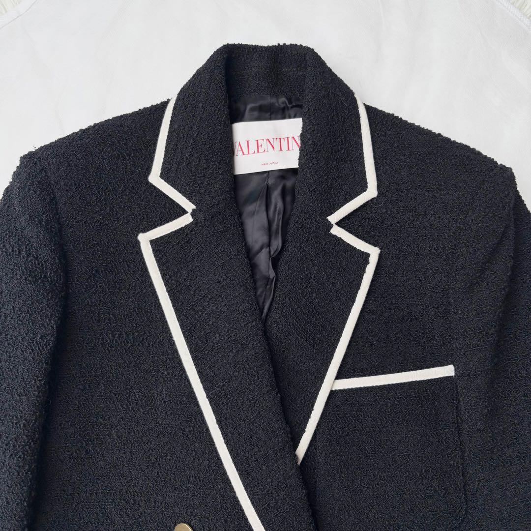 ヴァレンティノ 2022 パイピング ツイードジャケット ダブルボタン 金ボタン