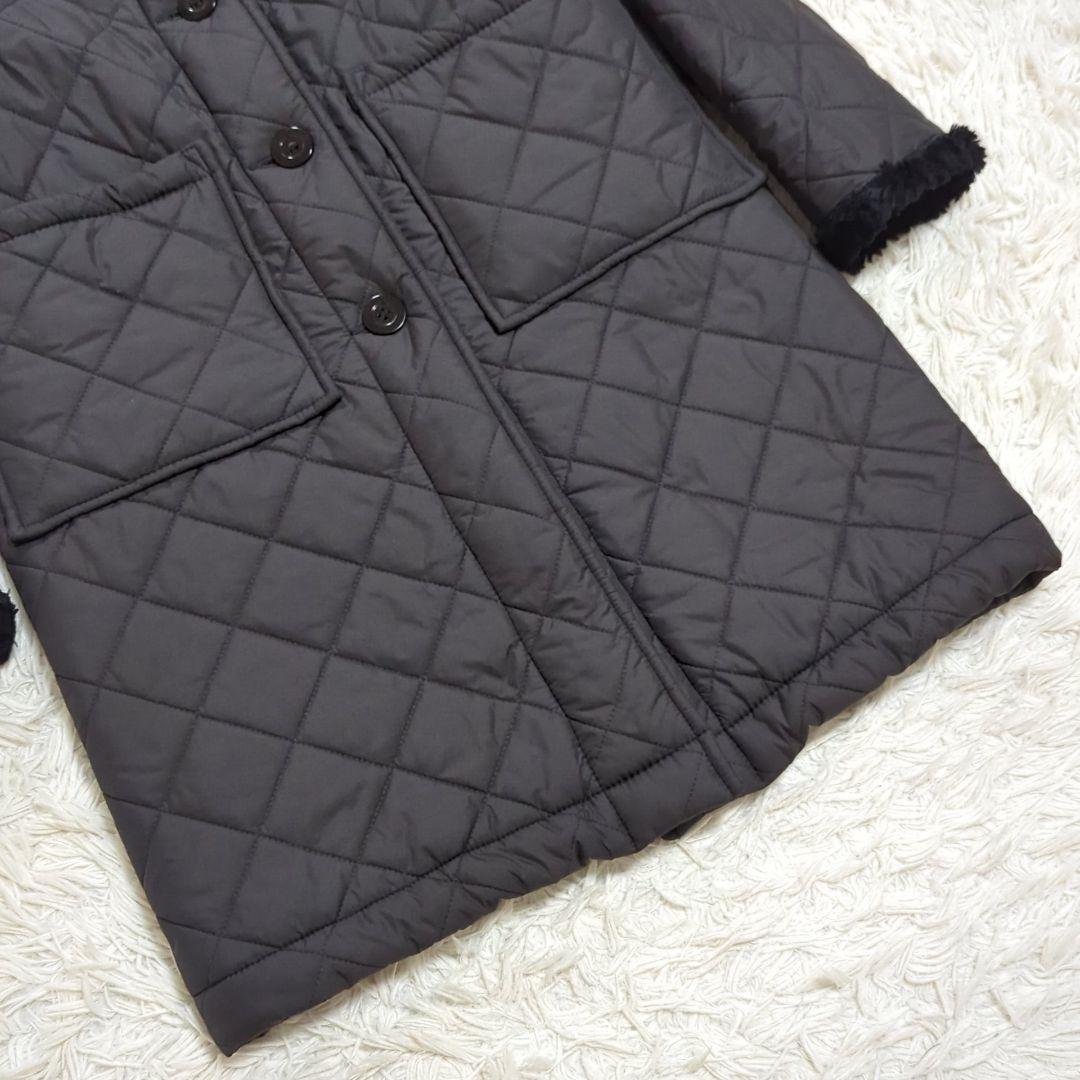 美品 6 マッキントッシュ 白タグ キルティングボアコート ブラック 英国製