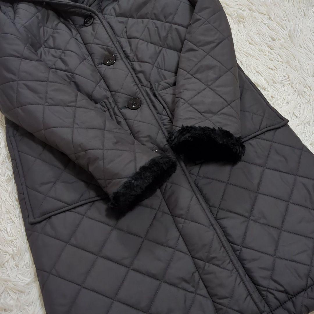 美品 6 マッキントッシュ 白タグ キルティングボアコート ブラック 英国製