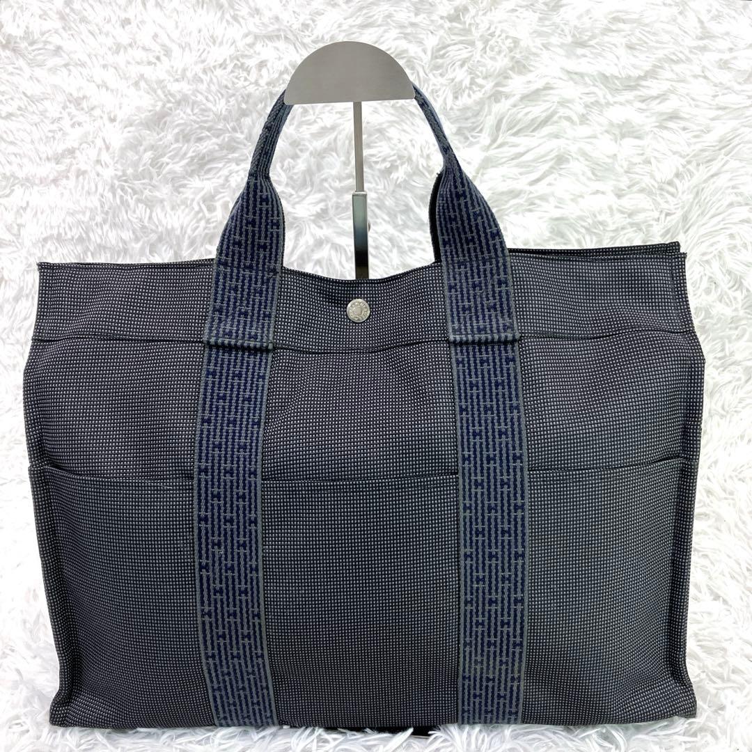 HERMES　トートバッグ　エールライン　MM　グレー　A4可