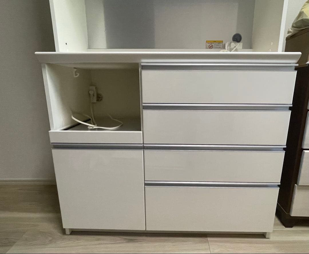 【超美品・取説あり】パモウナ ホワイト食器棚・キッチンカウンター 幅100cm