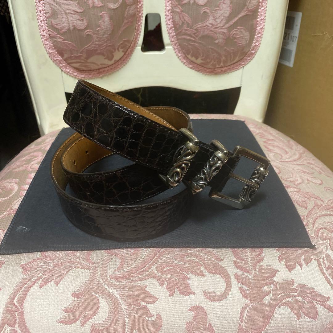 ダークブラウン　レザーベルト クロコダイル　sv925