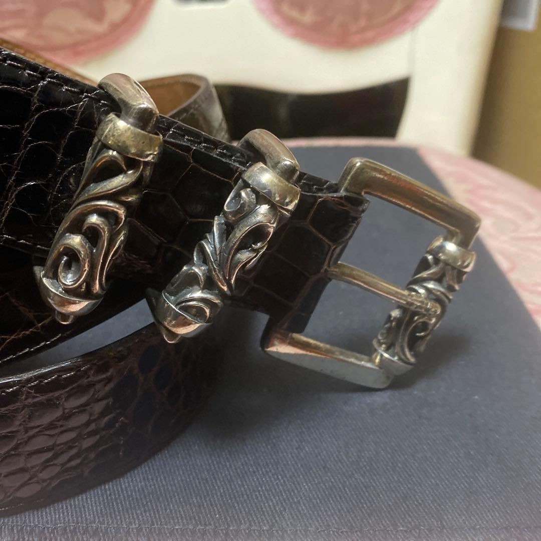 ダークブラウン　レザーベルト クロコダイル　sv925