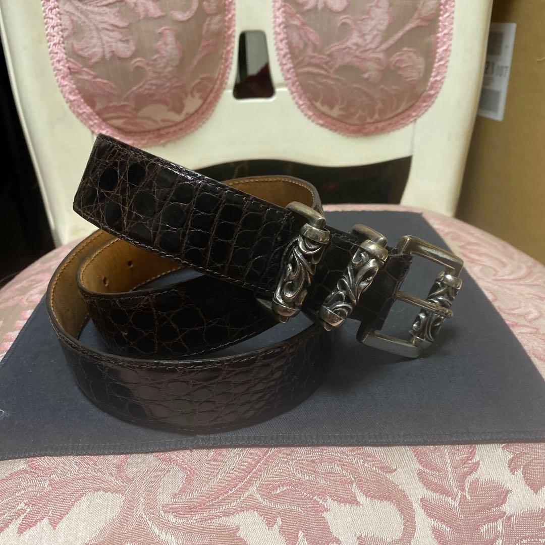 ダークブラウン　レザーベルト クロコダイル　sv925