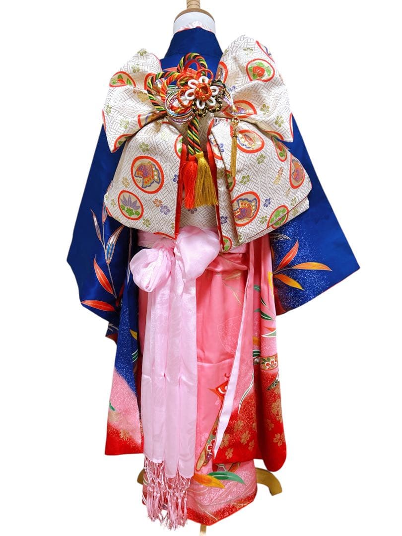 ロイヤルブルー!正絹♡七五三　7歳　女の子　フルセット　一式　青系　ピンク