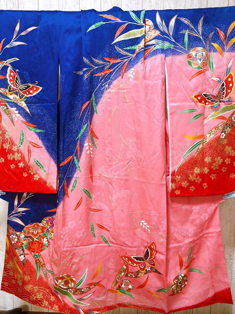 ロイヤルブルー!正絹♡七五三　7歳　女の子　フルセット　一式　青系　ピンク