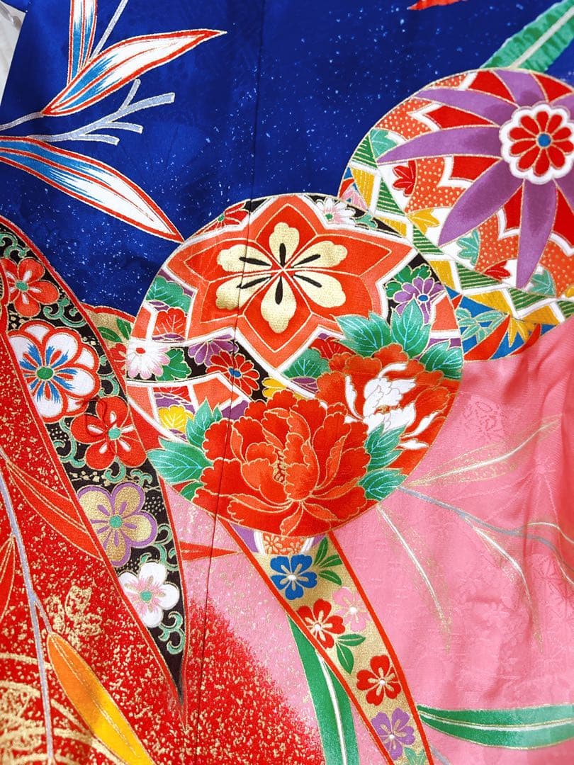 ロイヤルブルー!正絹♡七五三　7歳　女の子　フルセット　一式　青系　ピンク