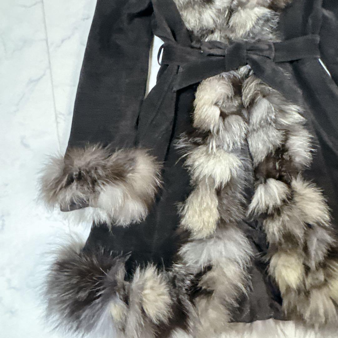 COCON japan リアルファー レザー コート ベルト付 Lサイズ