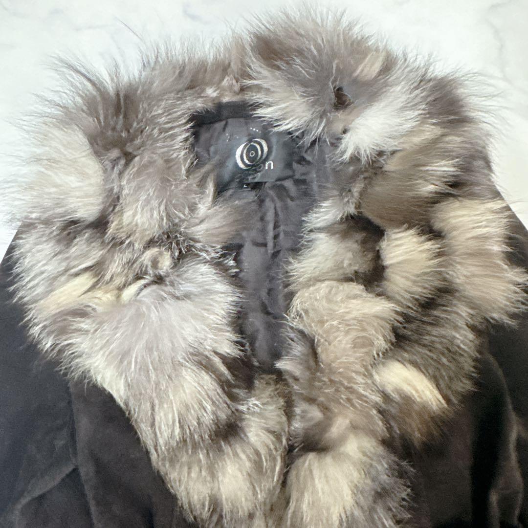 COCON japan リアルファー レザー コート ベルト付 Lサイズ