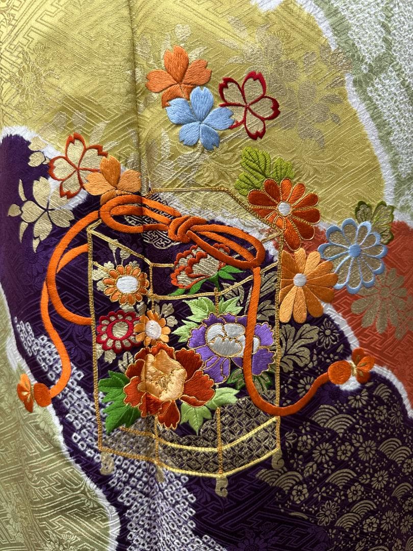 逸品 千總 桶絞り 刺繍 絞り たまご色染め分け 振袖 フルセット