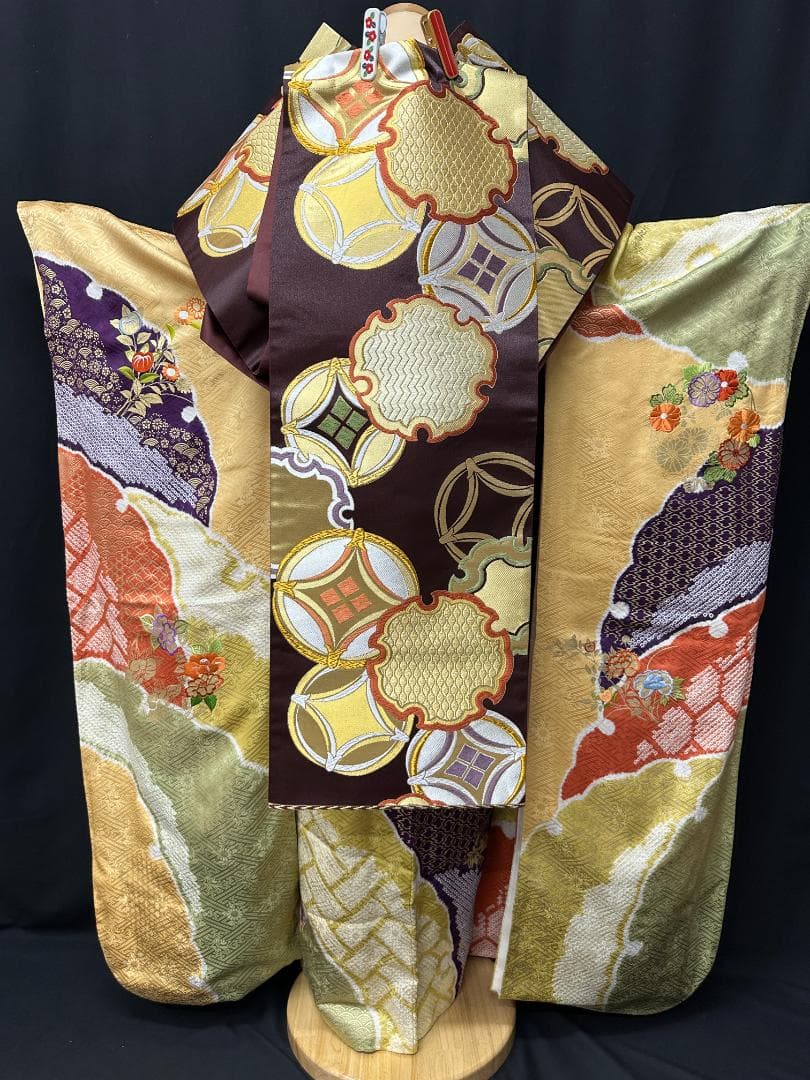 逸品 千總 桶絞り 刺繍 絞り たまご色染め分け 振袖 フルセット