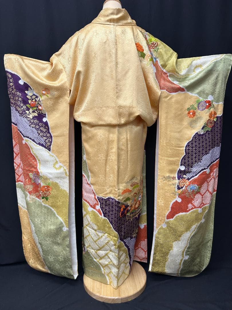 逸品 千總 桶絞り 刺繍 絞り たまご色染め分け 振袖 フルセット