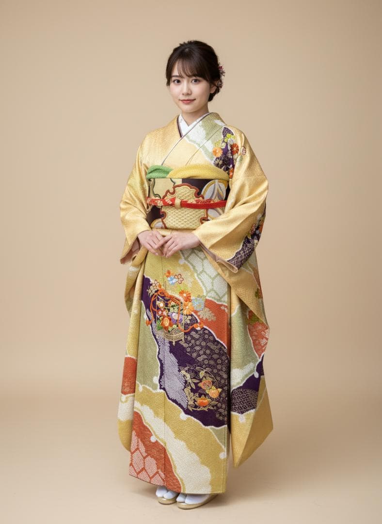 逸品 千總 桶絞り 刺繍 絞り たまご色染め分け 振袖 フルセット