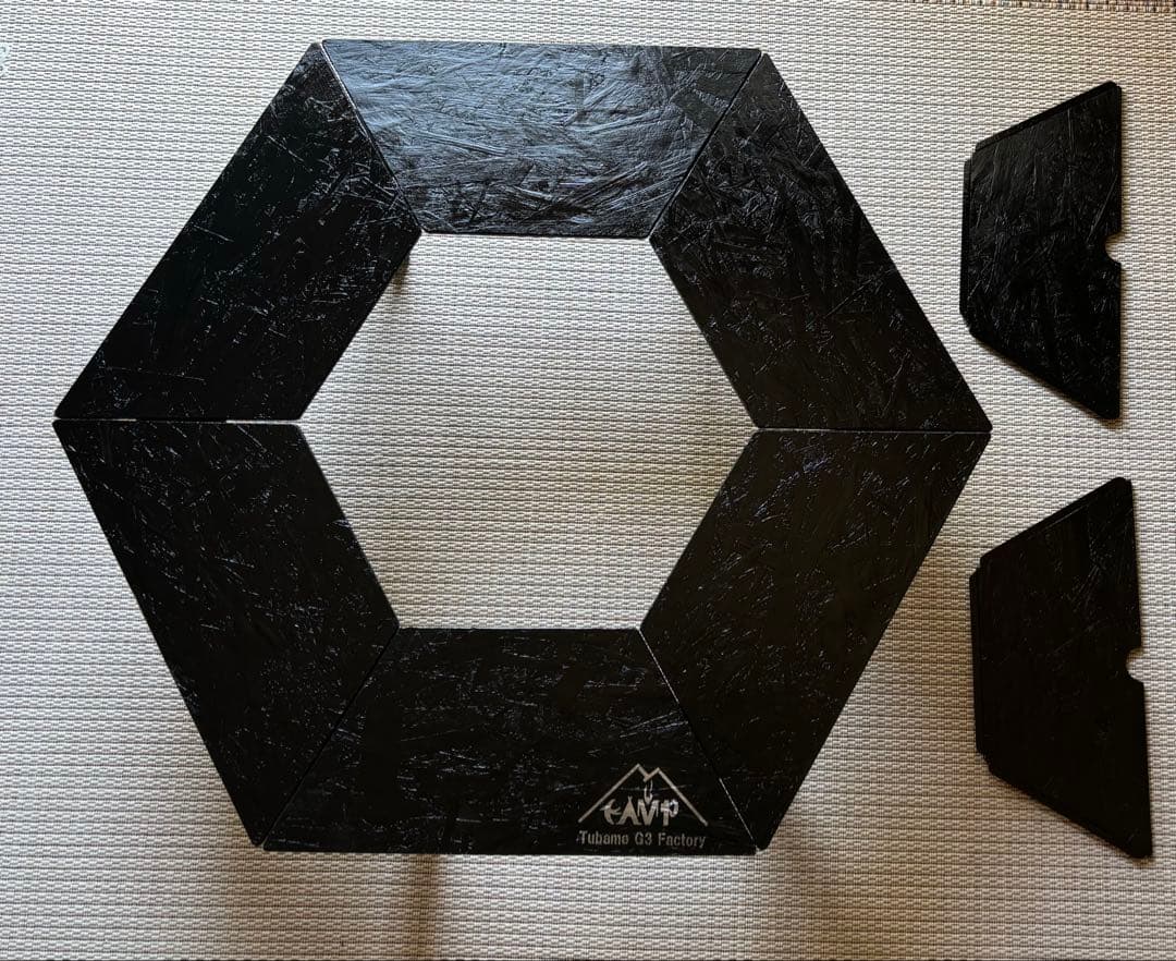 まー出品　ヘキサテーブル50 センターテーブル付きブラック塗装