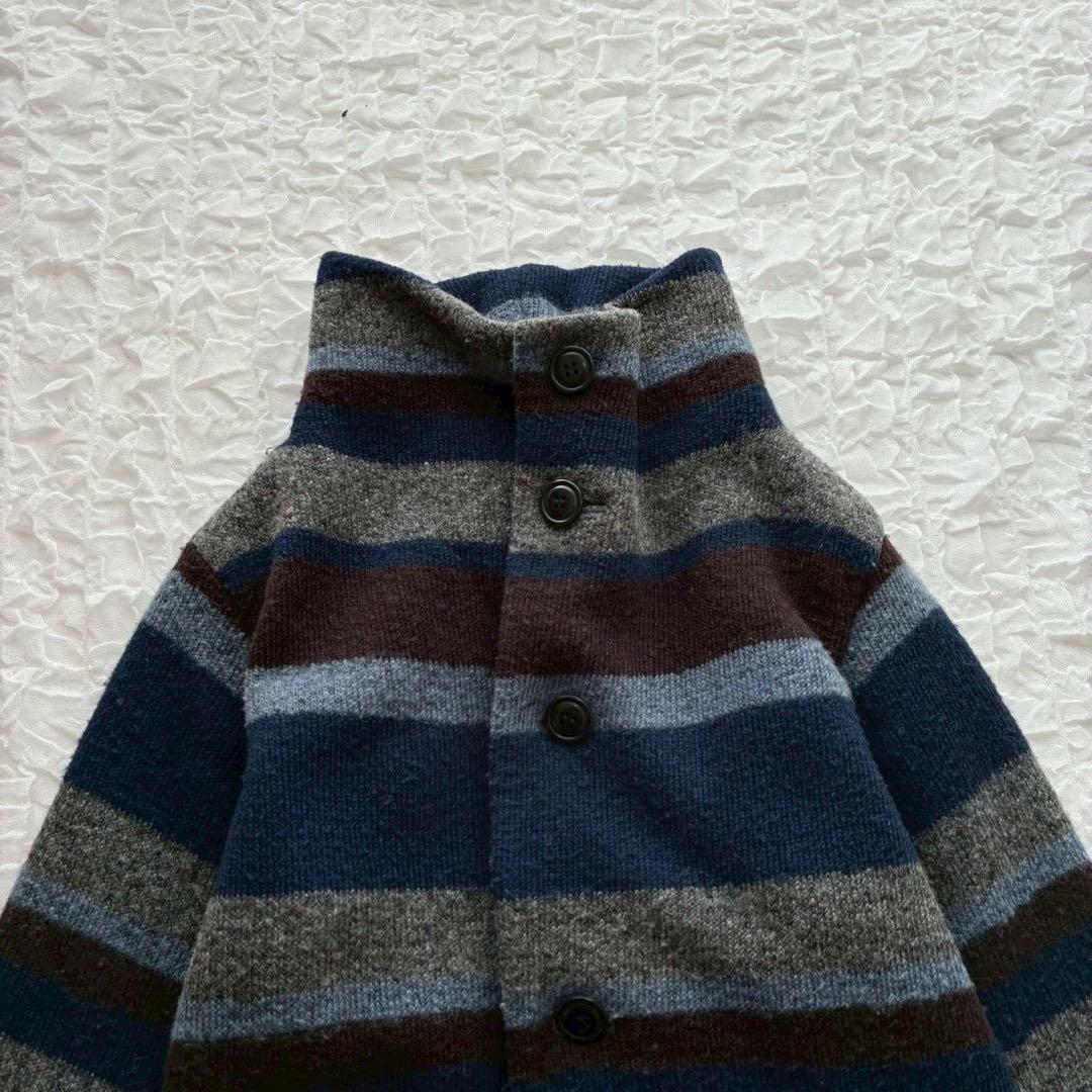 プランテーション イッセイミヤケ ボーダーロングコート ビッグカラー 2way