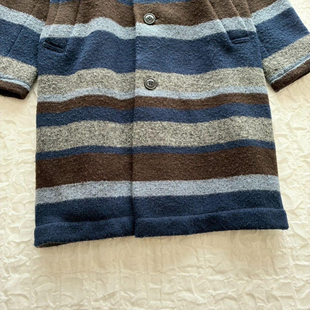 プランテーション イッセイミヤケ ボーダーロングコート ビッグカラー 2way