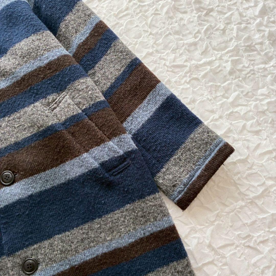 プランテーション イッセイミヤケ ボーダーロングコート ビッグカラー 2way