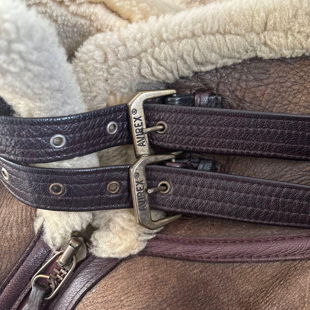 (破れあり)AVIREX フライトジャケット サイズ38 M 羊革 ムートン