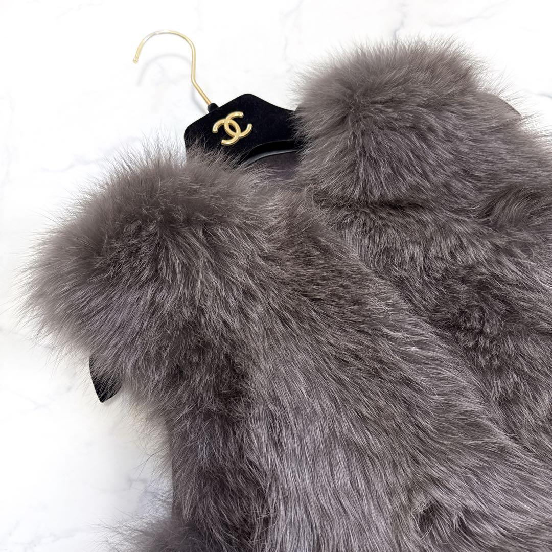 22年 sov. ソブ ブルーフォックスファーベスト 36 ジレ